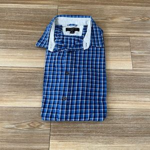 Men’s Blue Long Sleeve Plaid Shirt